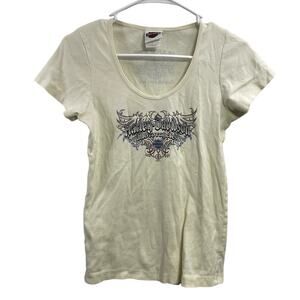 Y2K Harley Davidson Motorcycles Cream Minnesota Baby Tee Size XS